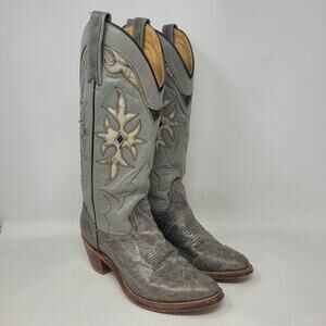 Vintage Miss Capezio Boots 6.5M Gray Leather Western Cowboy Cowgirl USA Rodeo